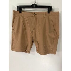 Mugsy Belmonts Men's 36 Tan Chino Shorts Casual Flat Front Cotton Blend